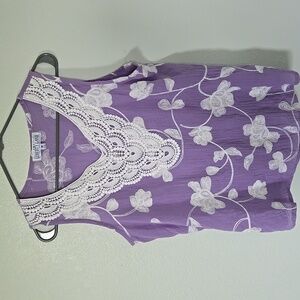 Vintage Liberty Lane Lavender Embroidered Tank Size Medium